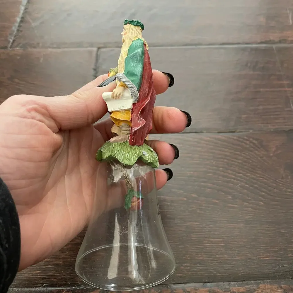 Christmas Thru The Ages Novelino Victorian Santa Bell Viking Glass Vintage 1992